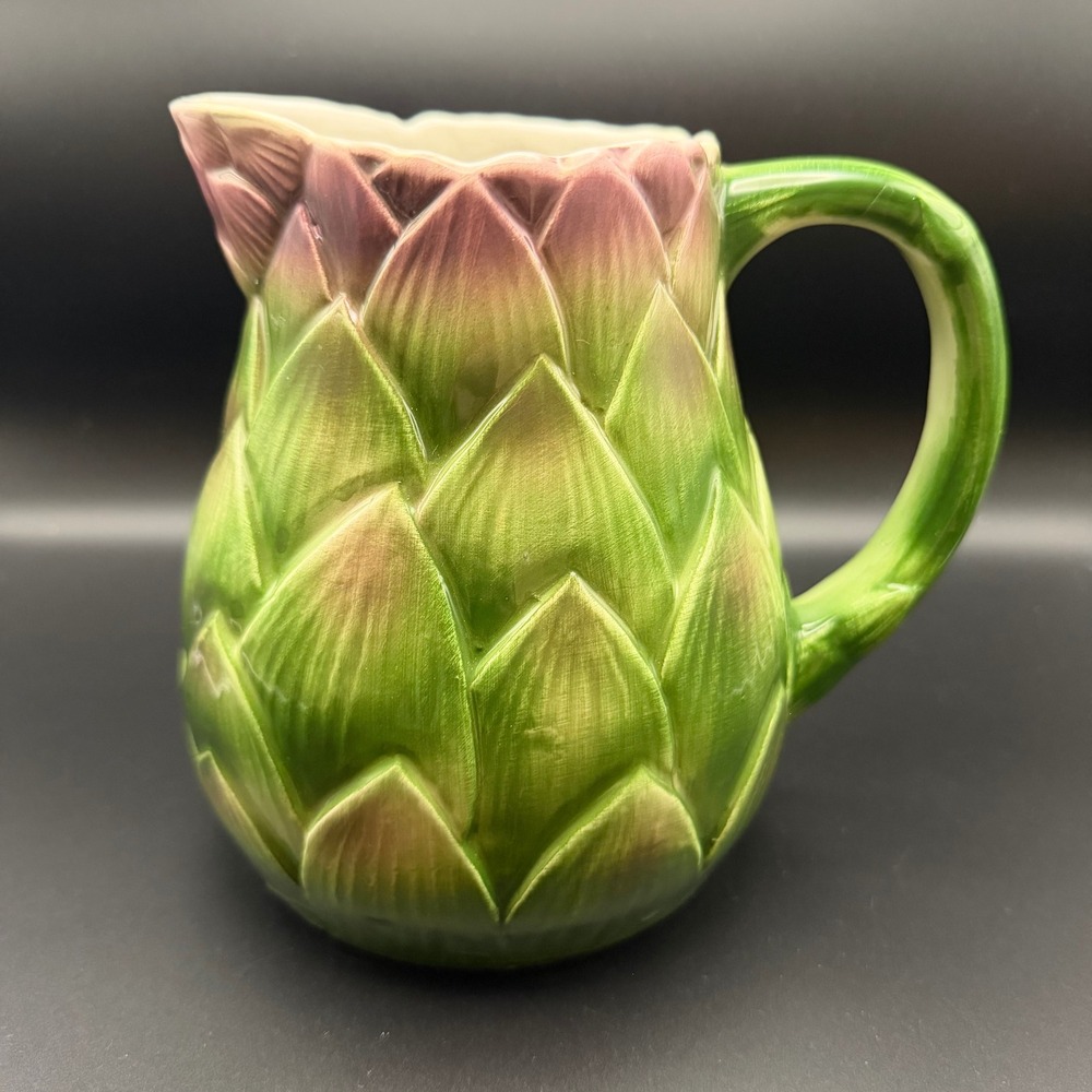 Ceramic Artichoke Pitcher Made in Italy 6.25in Excellent Condition